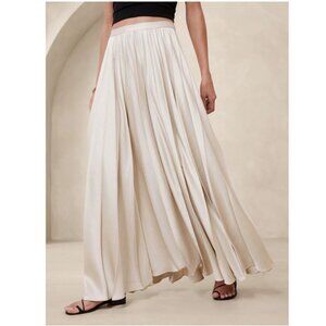 Banana Republic Ness Pleated Satin Maxi Skirt - Champagne - M - NWT